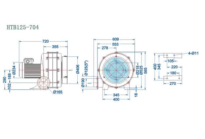 HTB125-704,5.5kw透浦式鼓風(fēng)機